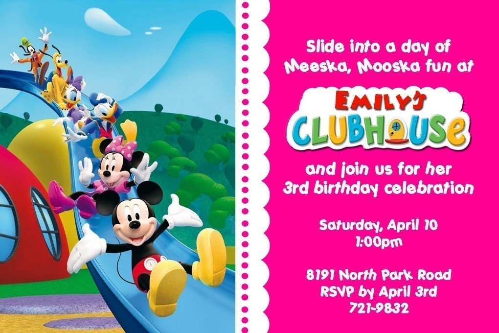 MICKEY MOUSE CLUBHOUSE Personalized Party Invitation - Custom Printable