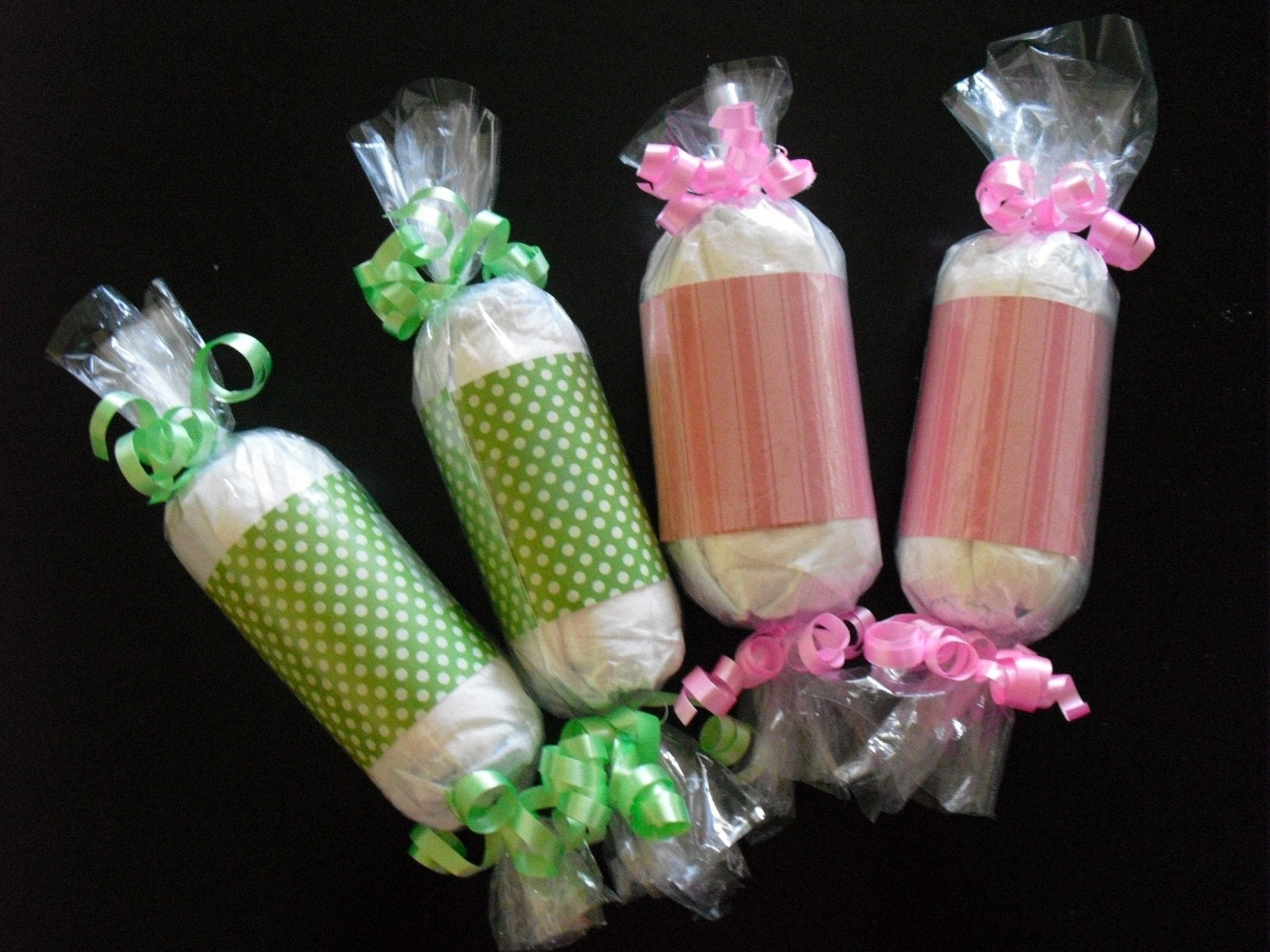 10 Pink Green Diaper Candy for Baby Girl Shower Favor