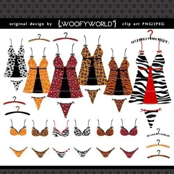 w165 Lingerie Animal print clip art commercial and personal use for cards, 