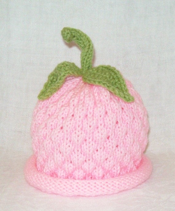 Sweet Baby Berry Knit Hat makes a great Photo Prop sized to fit Infants and Babies