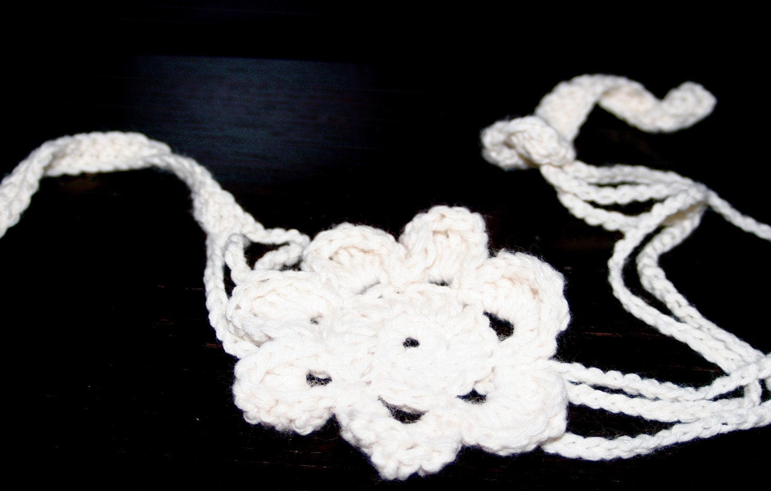 Cream Flower Crochet Headband