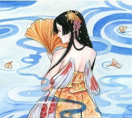 japanese art koi. Japanese Art Print Koi Mermaid