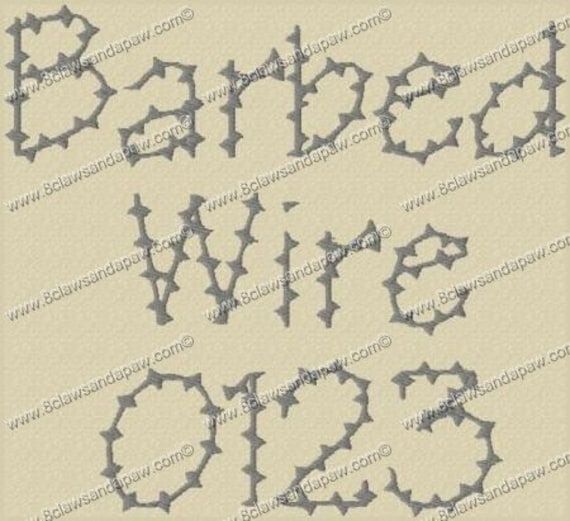 barbed wire font. Barbed Wire Embroidery Font 3