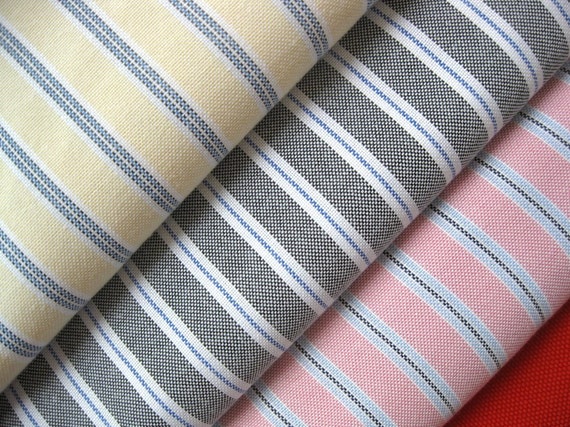 Zakka Nautical Country Pink Yellow Black Colorful Stripes Fabric Cloth Set 3's 56 x 19  inches Each