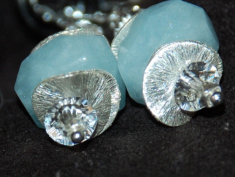 Aquamarine Gemstone Nugget Sterling Silver Dangle by ELEVEN13 gemstone 