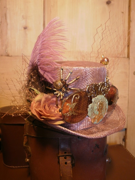 Steampunk Inspired Hat - Fascinator in Tweed with Grouse Claw. OOAK