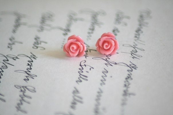 Like a Poem- 10mm Rose Earring Studs By Two Little Doves