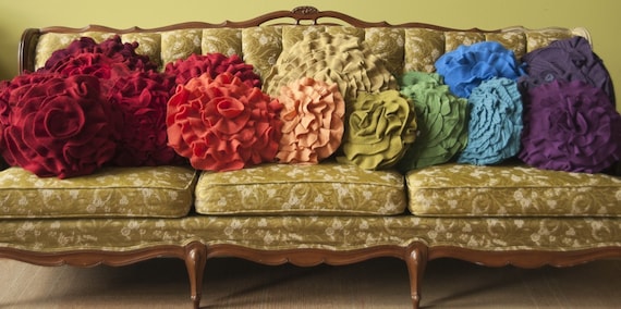 Custom made ruffle rose pillow LARGE - as seen on Daily Candy