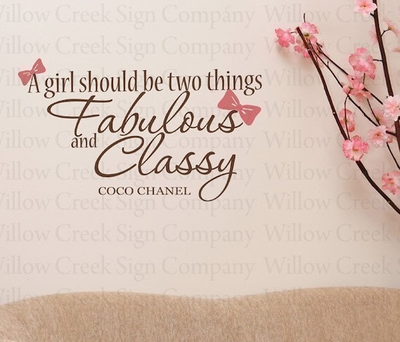 Coco Chanel Vinyl Wall Lettering Art Love Happy Girls Quotes Words Classy Fabulous Bowties