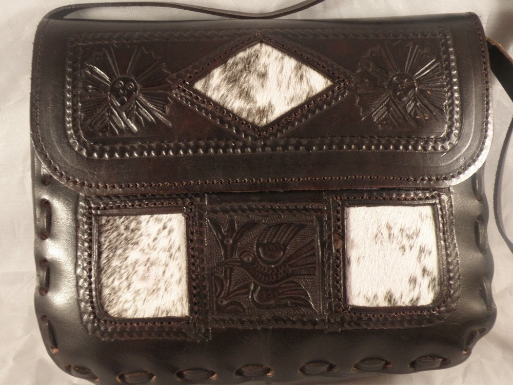 Embossed Leather and Pony Skin Purse