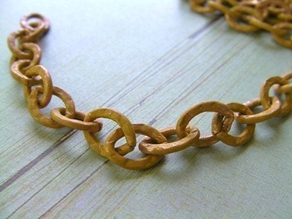 Saffron Patina Textured Copper Chain - Large Link - CHN00144