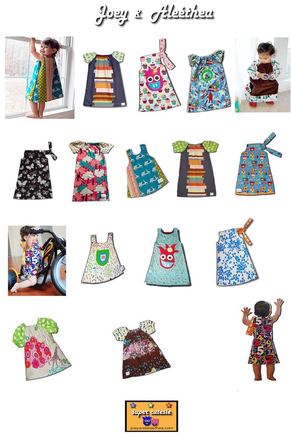 GIRAFFE AND ELEPHANTS LINEN DRESS - Modern Safari Dress for Baby or Toddler