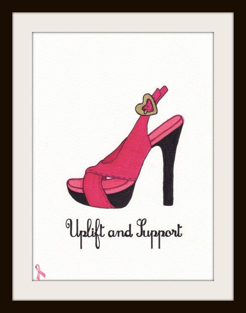 Uplift and Support, Pink Breast Cancer Illustration
