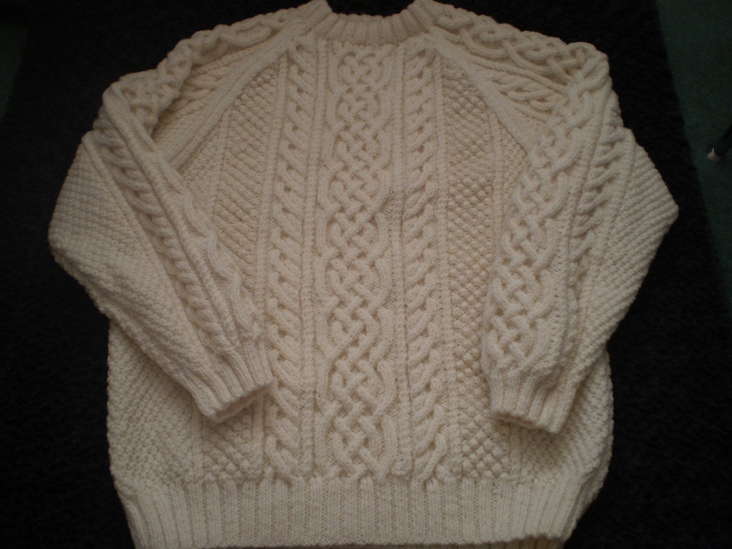 HAND KNITTED ADULT ARAN CABLED SWEATER