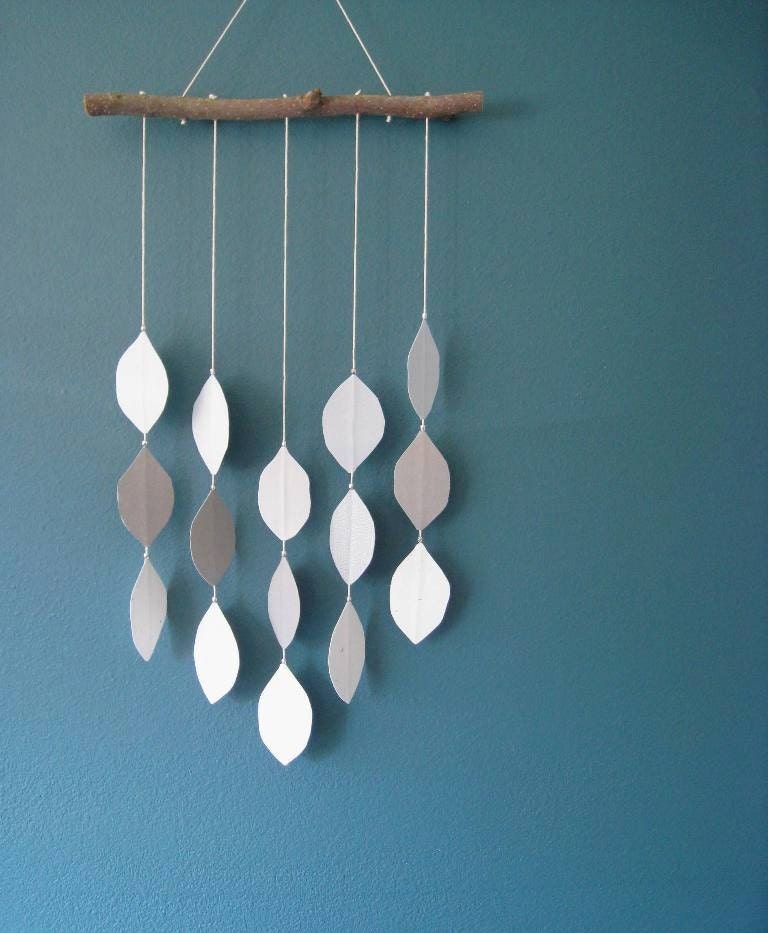 Leaf Mobile in Blue and Gray by wanderthisway on Etsy mobile branch gray 