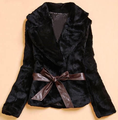 Black Faux Fur Women Blazer Coat Jacket S M L