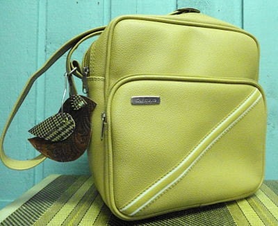Vintage Tan Luggage Tote Bag by Samsonite with Upcycled Bird Tag
