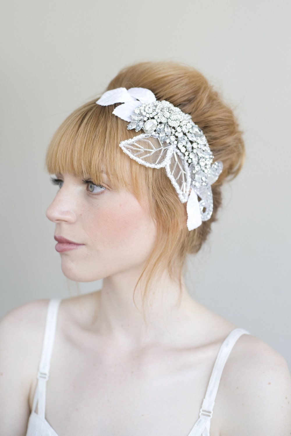Crystal, tulle and velvet head piece - Style 010 - Made to Order