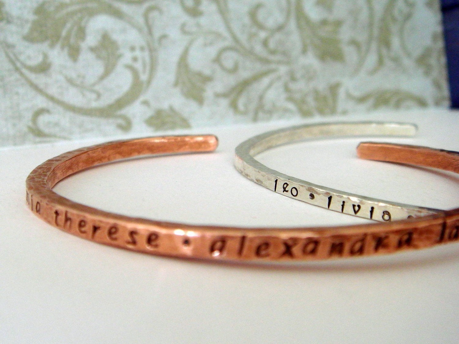 Small or Medium copper cuff - personalized for friend, teacher, love, bridesmaid, BFF or guy- could be twilight or new moon inspired. Can have inside secret message. 2 lowercase font choices.  Hammered or smooth finish.