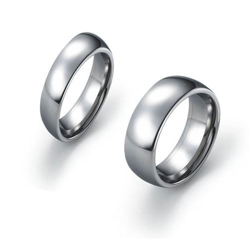 His/Her Matching Classic Domed Tungsten Carbide Wedding Band Polished Finish Comfort Fit - Size 5 to 12  in full/half size