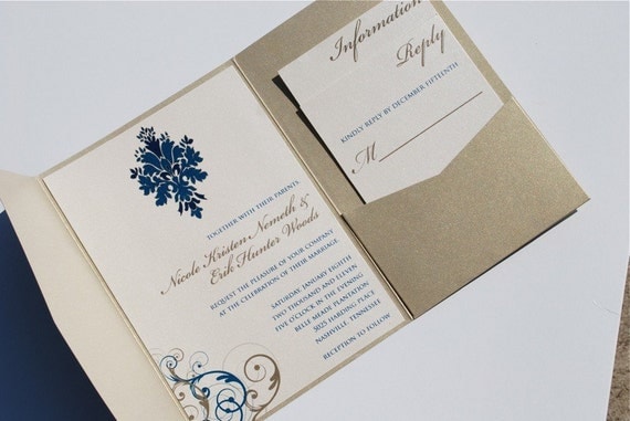  and embellishments in peacock blue pocketfolio wedding invitation minus 