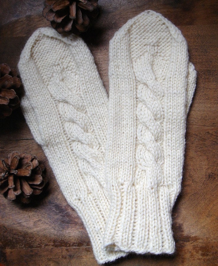 Hand knit Rustic Mittens
