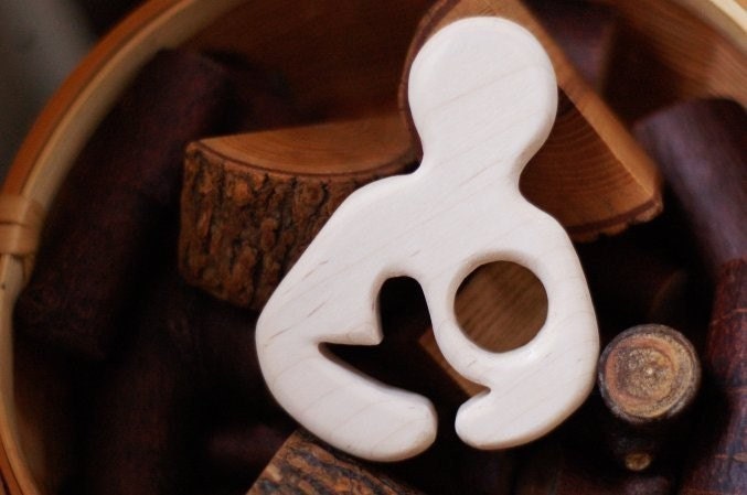 Wood Teether - International Breastfeeding Symbol