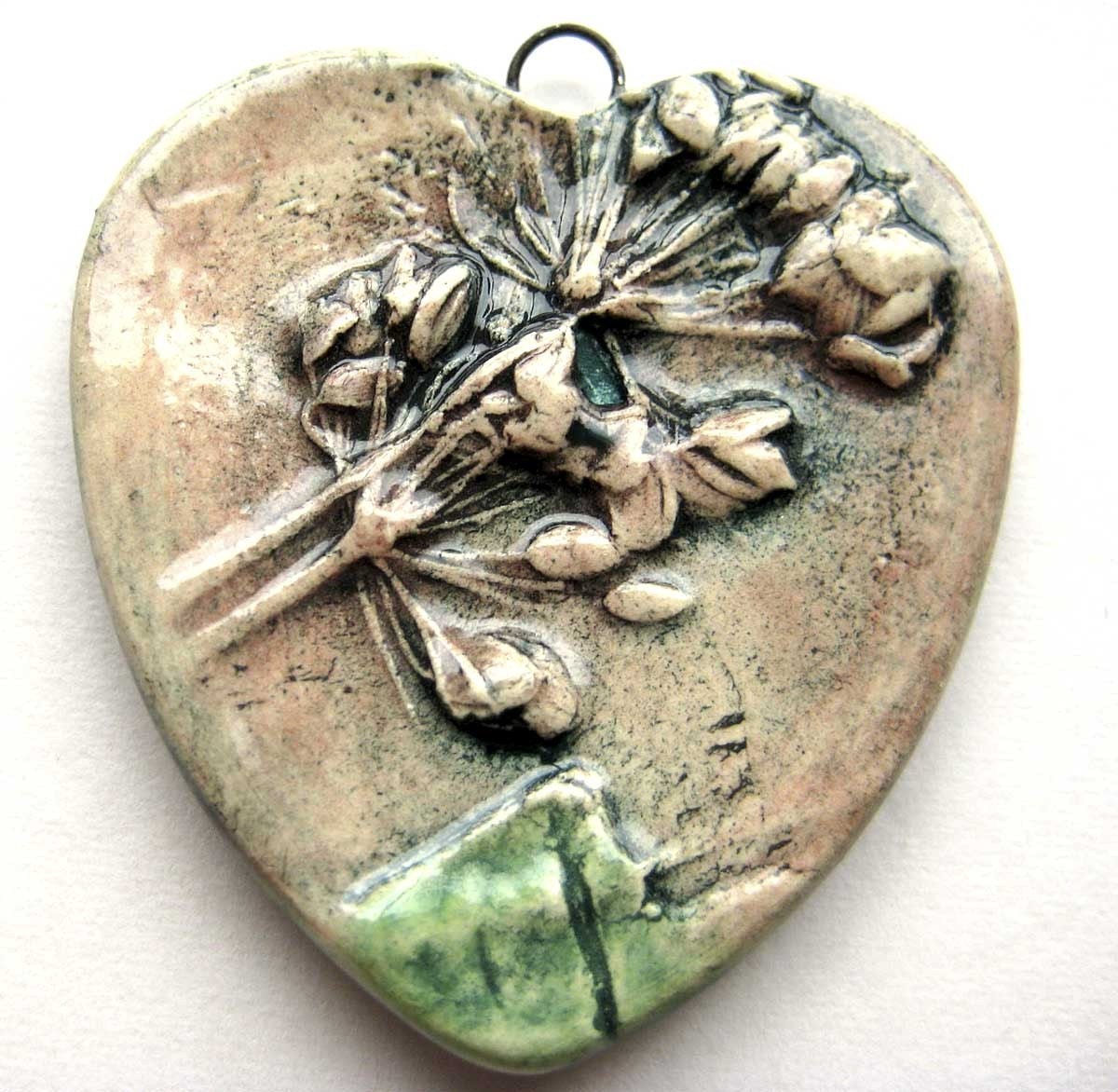 SALE Dill Seed Heart Pendant