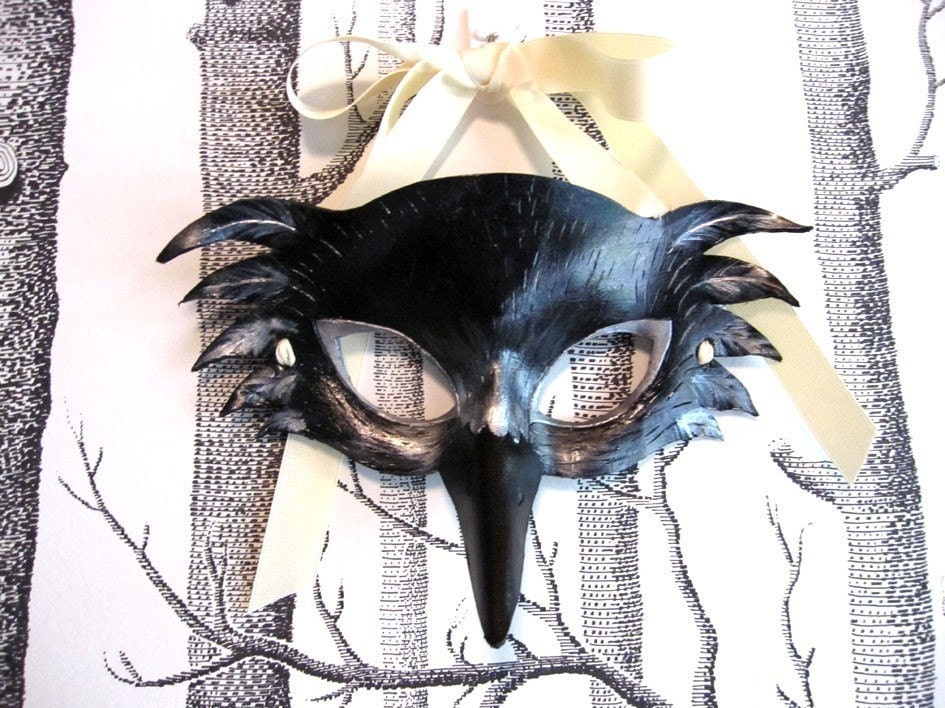 Adult Size Raven Leather Mask