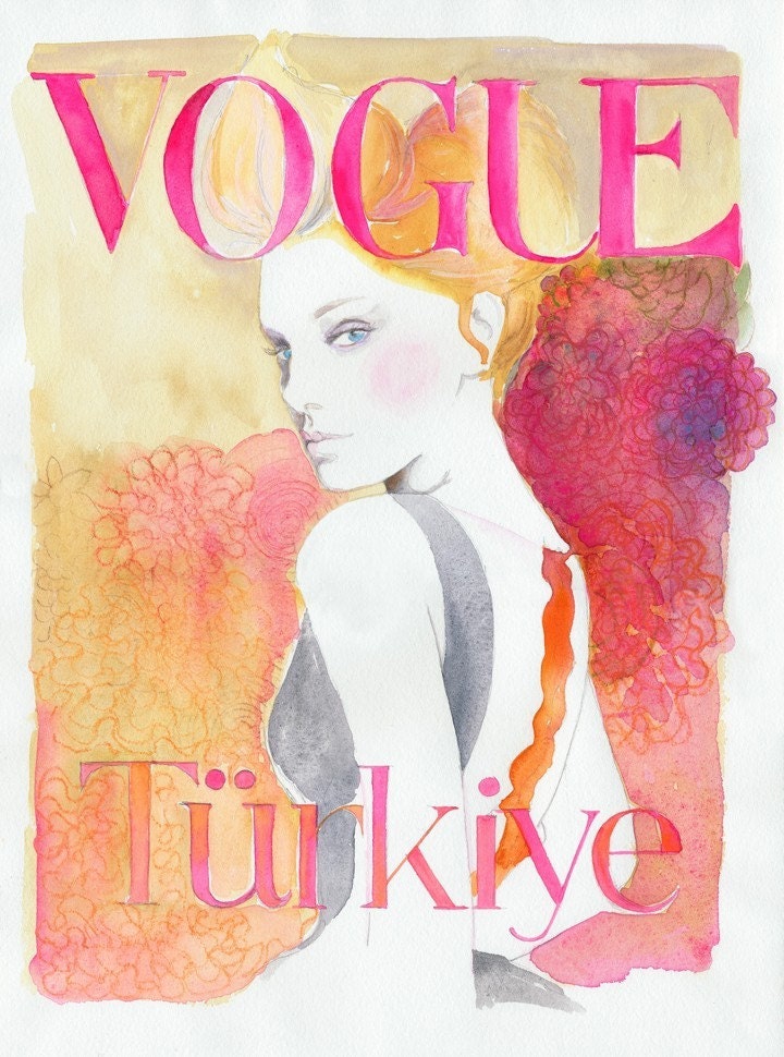 Watercolor Fashion Illustration Print - Vogue Turkey