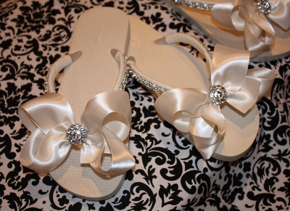 Oh So Pretty Bridal Flip Flops -- In White or Ivory