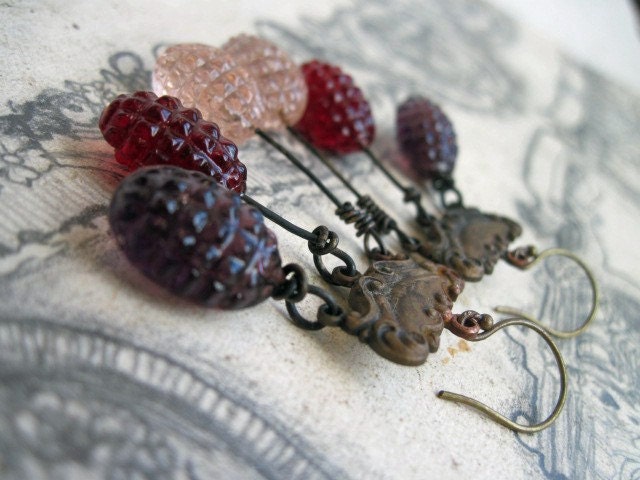 Edible Poetry. Vintage Glass Berry Dangles.