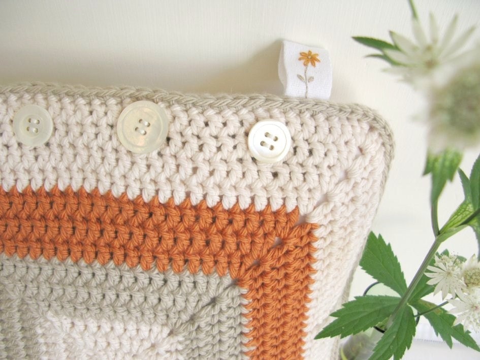SALE - Agnes... crochet 'granny' cushion cover