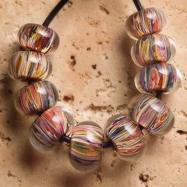 AUTUMN LEAVES Lampwork beads 10