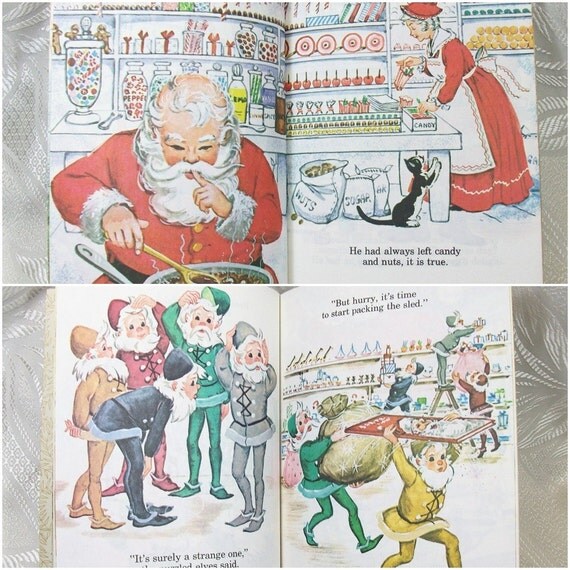 Vintage Little Golden Book Santa Christmas Holiday Red 1979 PeachyChicBoutique on Etsy