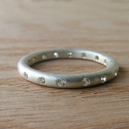 White Sapphire and Silver Eternity Band