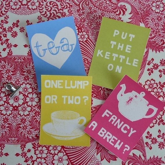 Tea Lover mini screenprint card set