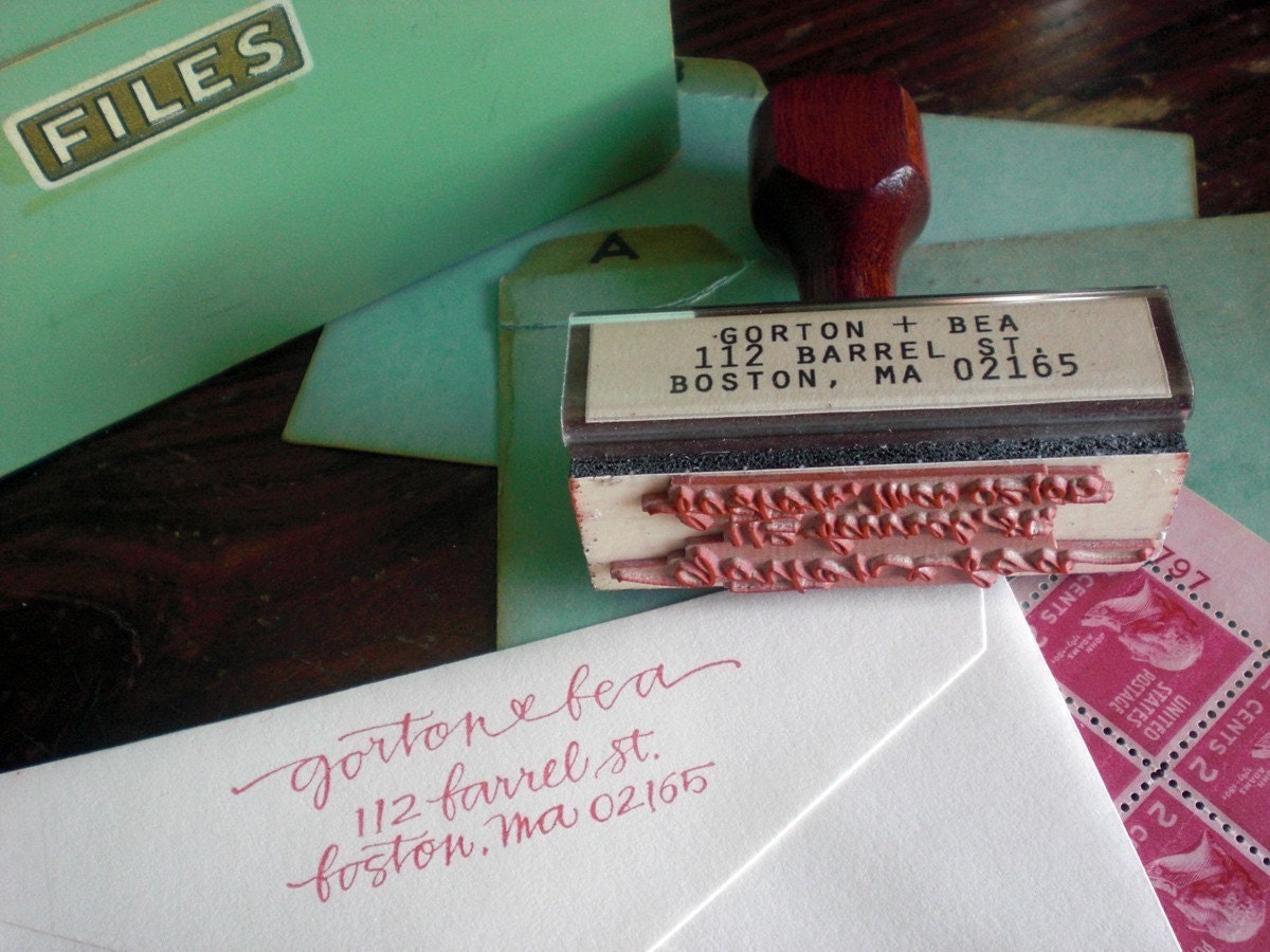 return address stamp - simple - custom calligraphy