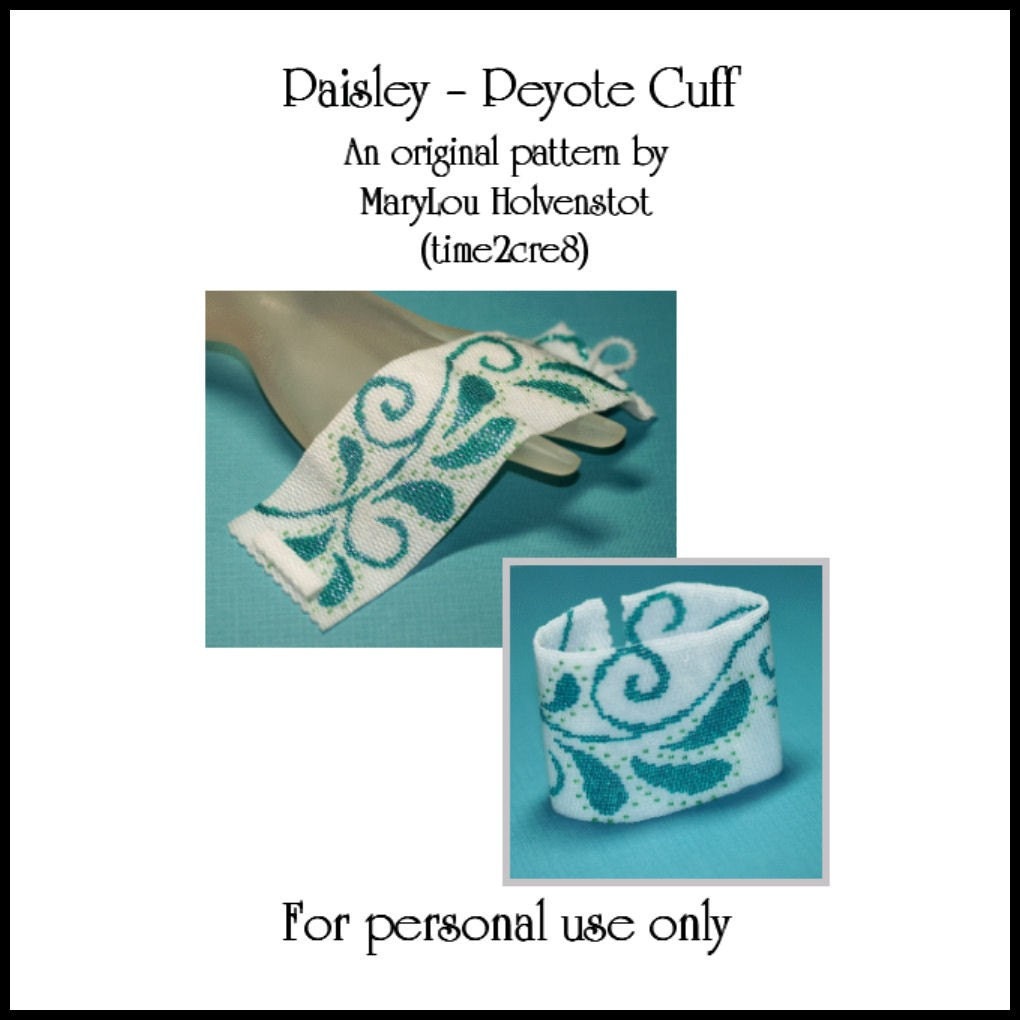 SALE... Paisley Peyote Bracelet / Cuff - PDF Pattern for Personal Use Only