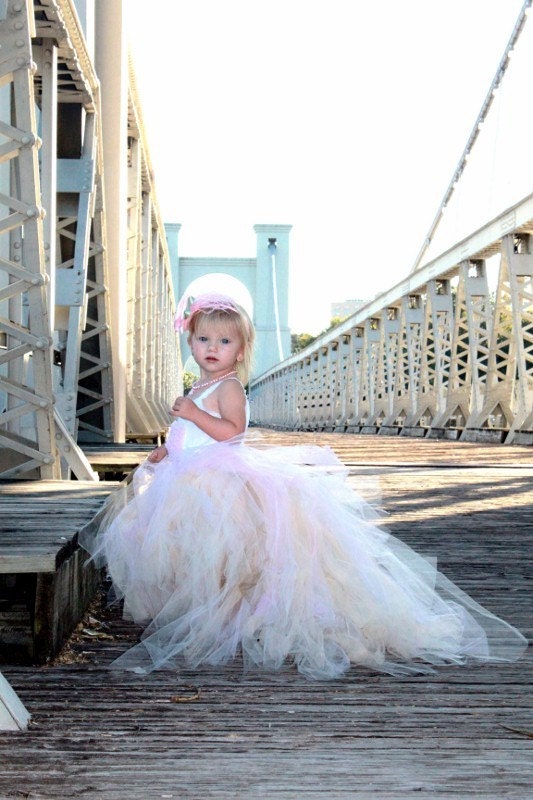 Pink Champagne-----Gorgeous Princess Length TUTU with DETACHABLE TRAIN---Perfect for WEDDINGS