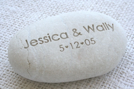 White oathing stone - Custom Engraving for engagement, wedding or anniversary - wedding pebbles