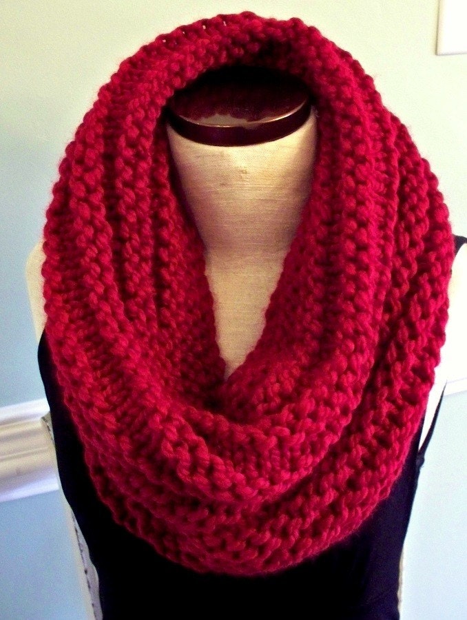 SALE - Big Super Chunky Cowl in Cranberry - FREE SHIPPING to US and Canada
