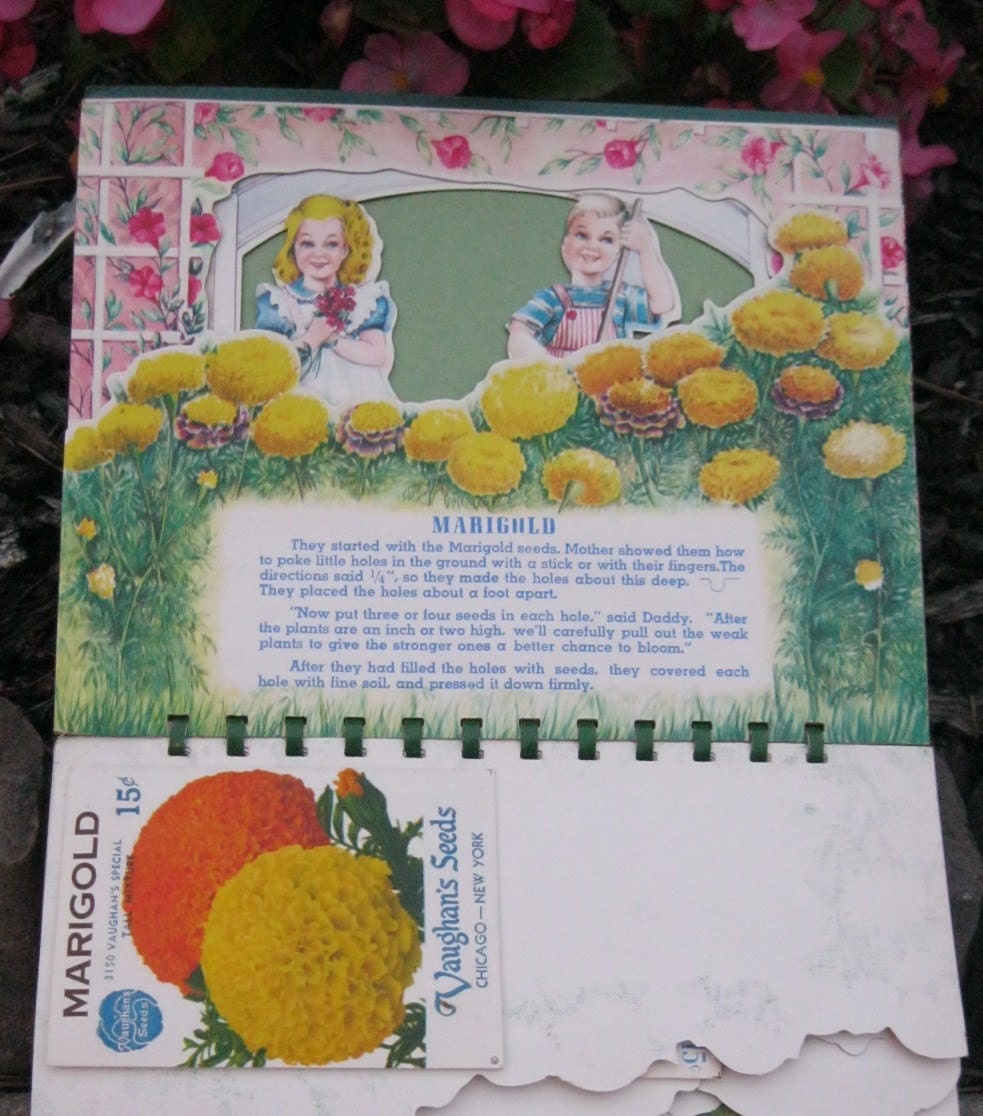 How- to Children's Collectible Gardening Book 1930's-1940's Includes Original Vaughan's (Chicago-New York) flower seeds, Interactive Book