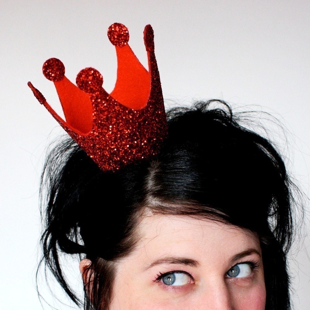Ruby red glitter mini burlesque crown