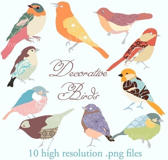 CLIP ART - Decorative Birds - for commercial and personal use