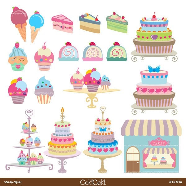 CE5 Chic Cake Shop Chic clip art commercial personal use for paper craft, stationary, web design, scrapbooking