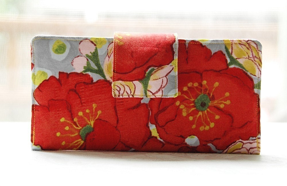 Erin Perfect wallet handmade small poppies with roses
