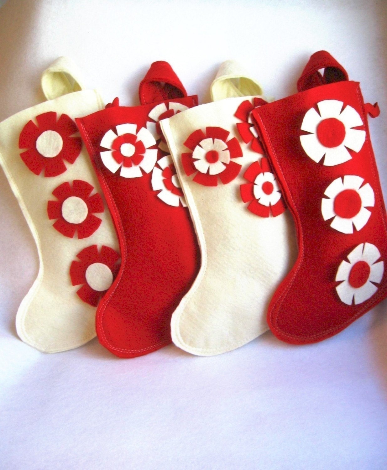 your choice of one red and white OR red and cream holiday stocking