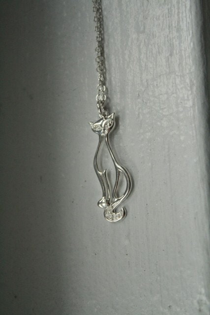 Sweet Sterling Retro Kitty Necklace