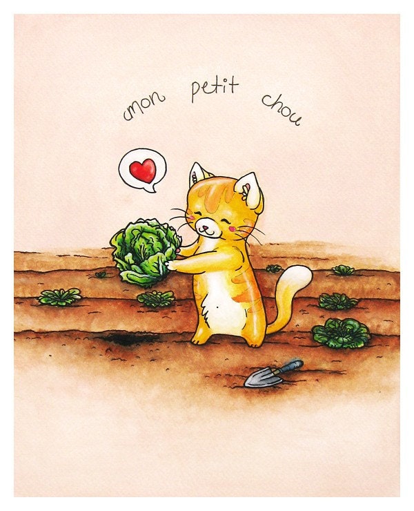 My Little Cabbage - Mon Petit Chou - Art Print - 8x10